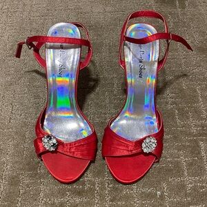 Your Party Shoes Versailles Red High Heels with Gems on Heel Size 7.5